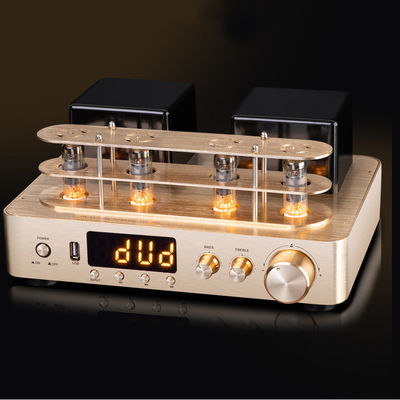 2.0 Channel Bluetooth Audio Amplifier , Vacuum Tube Amplifier Gold Color