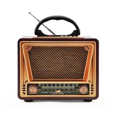 Coffee/Wooden Color Portable Radio Player With AM And FM Radio Capabilities Bluetooth Connectivity