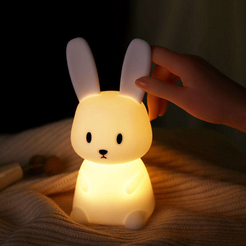 Cute Soft Rabbit Silicone LED Night Light With Touch Sensor Color Change