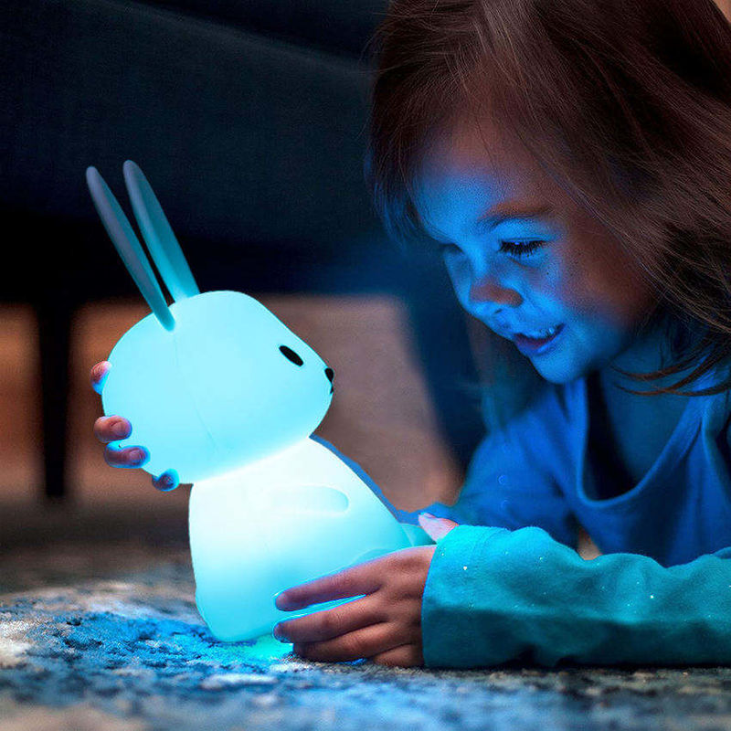 Cute Soft Rabbit Silicone LED Night Light With Touch Sensor Color Change
