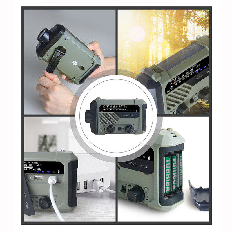 Solar Panel Powered Waterproof Emergency Radio Hand Cranked Multifunctional