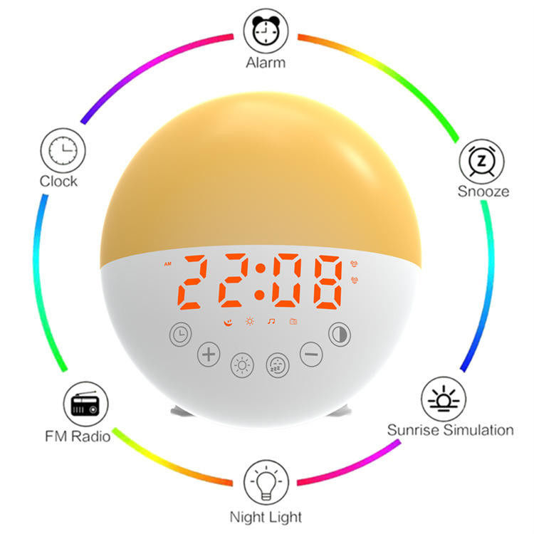 Cute Oval Portable Alarm Clock Radio Touch Sensing Multi Color