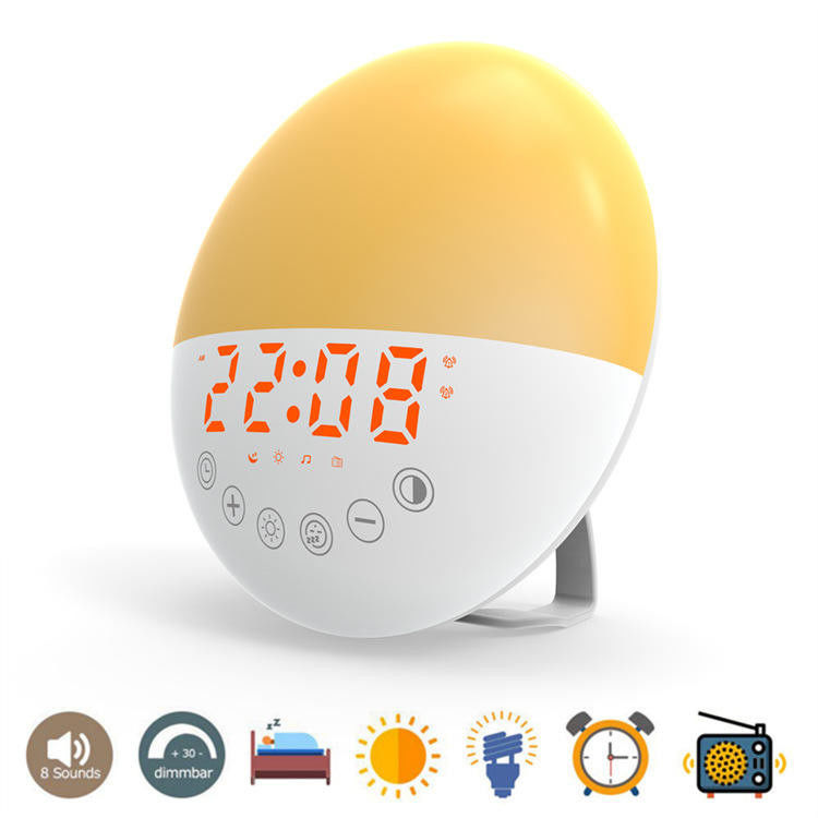 Cute Oval Portable Alarm Clock Radio Touch Sensing Multi Color