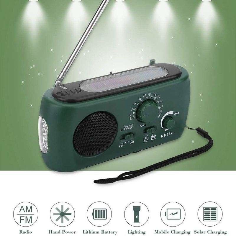AM FM Internet Emergency Lantern Radio , Solar Powered Portable Radio Rechargeable