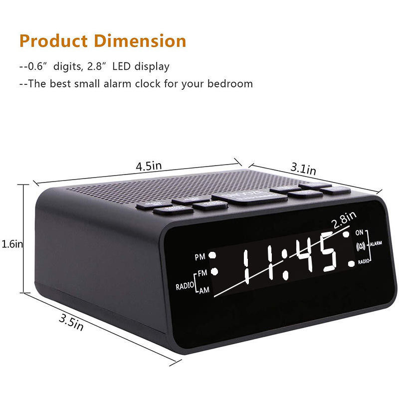 TF Card Portable Clock Radio With 2.4 Inch 320X240 Pixels LCD Display