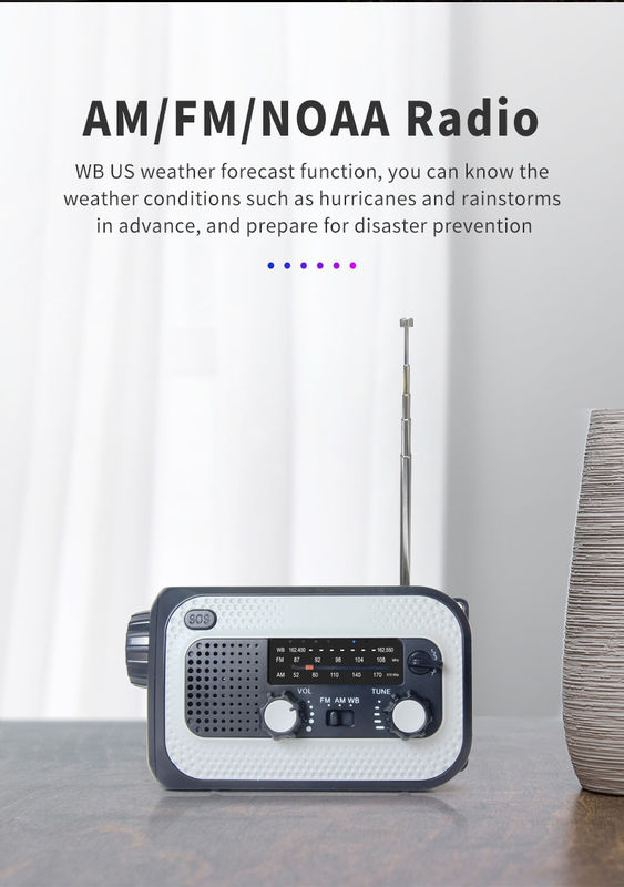 SOS Emergency Waterproof Hand Crank Radio With 4000hMA Removable Battery