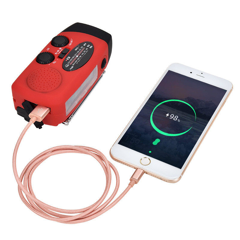 FM Emergency Portable Radio Hand Crank 1000mAH Self Powered With LED Flashlight