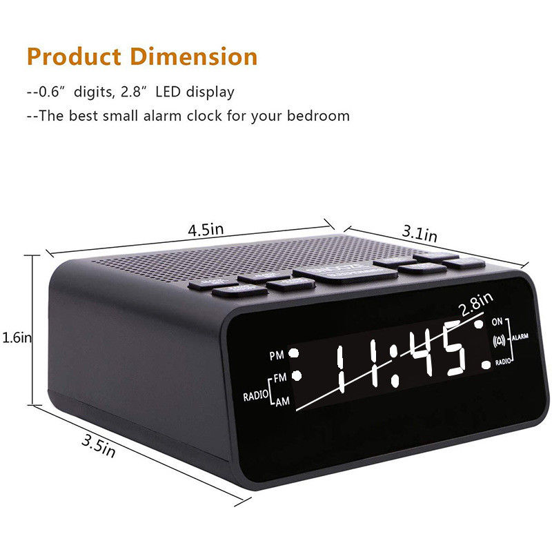 Digital Portable Clock Radio USB Rechargeable With Snooze Alarm Functions