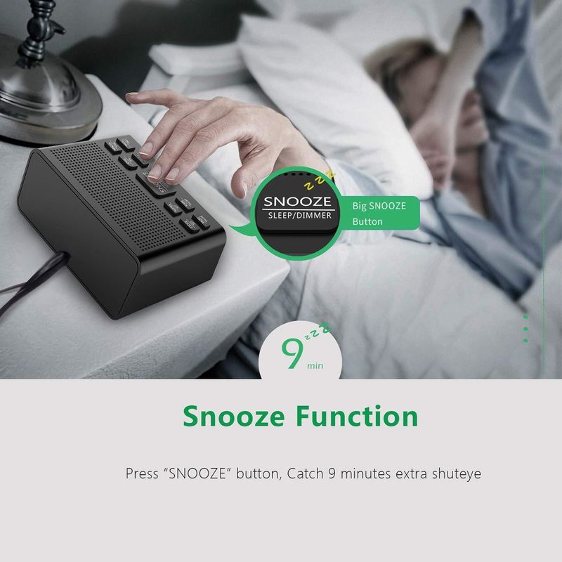 Digital Portable Clock Radio USB Rechargeable With Snooze Alarm Functions