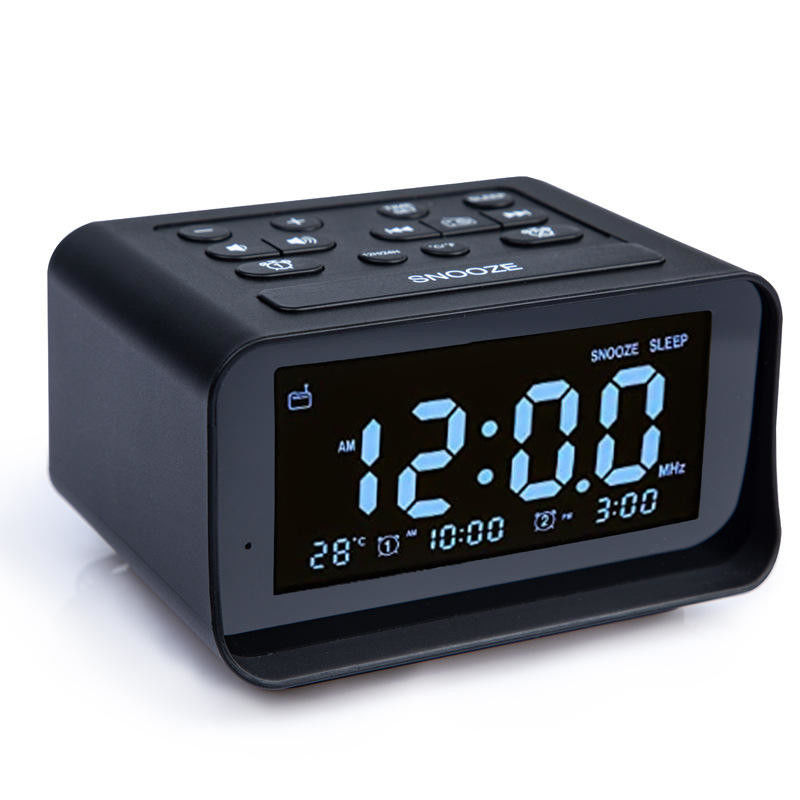 Rechargeable Digital Alarm Clock Radio Portable With Temperature Sensor