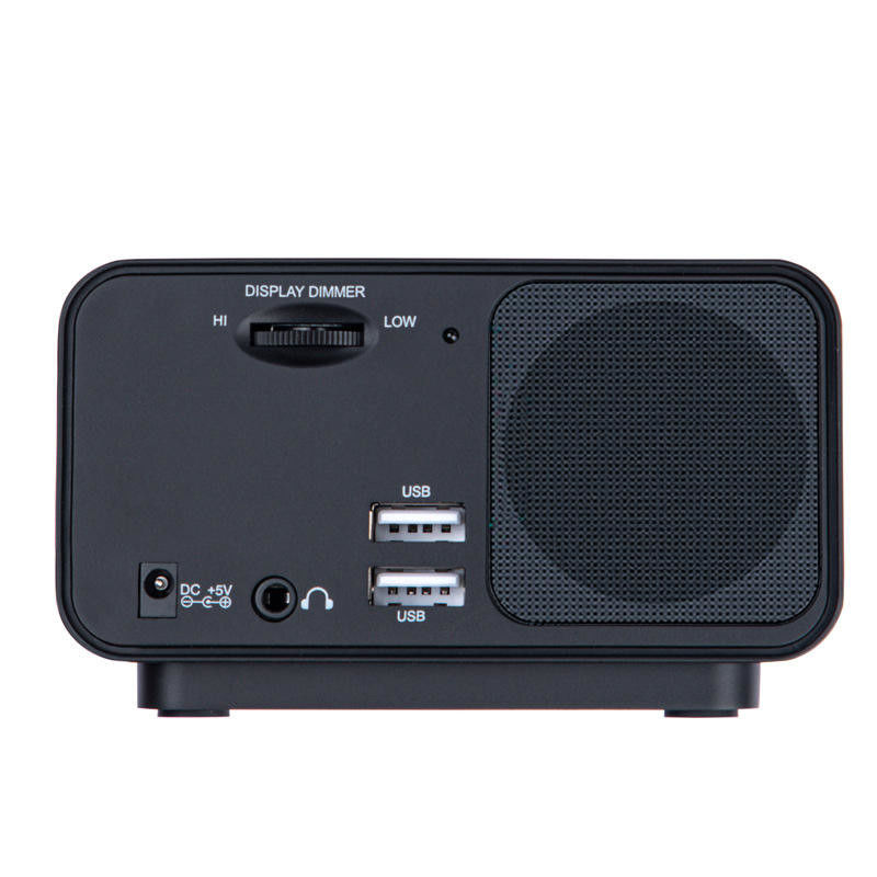 Rechargeable Digital Alarm Clock Radio Portable With Temperature Sensor