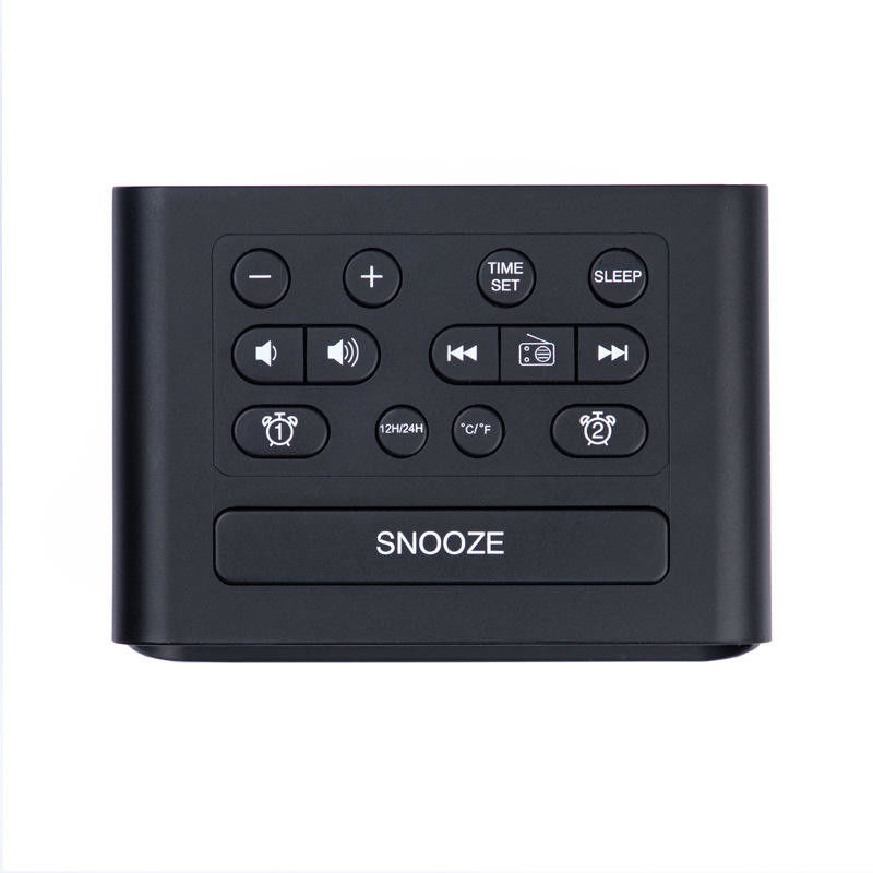 Rechargeable Digital Alarm Clock Radio Portable With Temperature Sensor