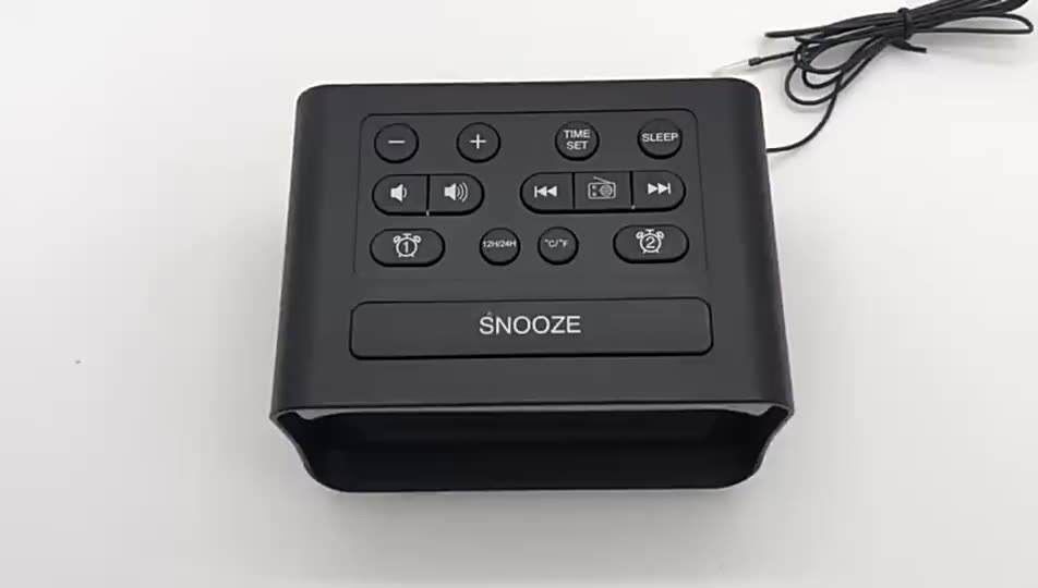 Rechargeable Digital Alarm Clock Radio Portable With Temperature Sensor