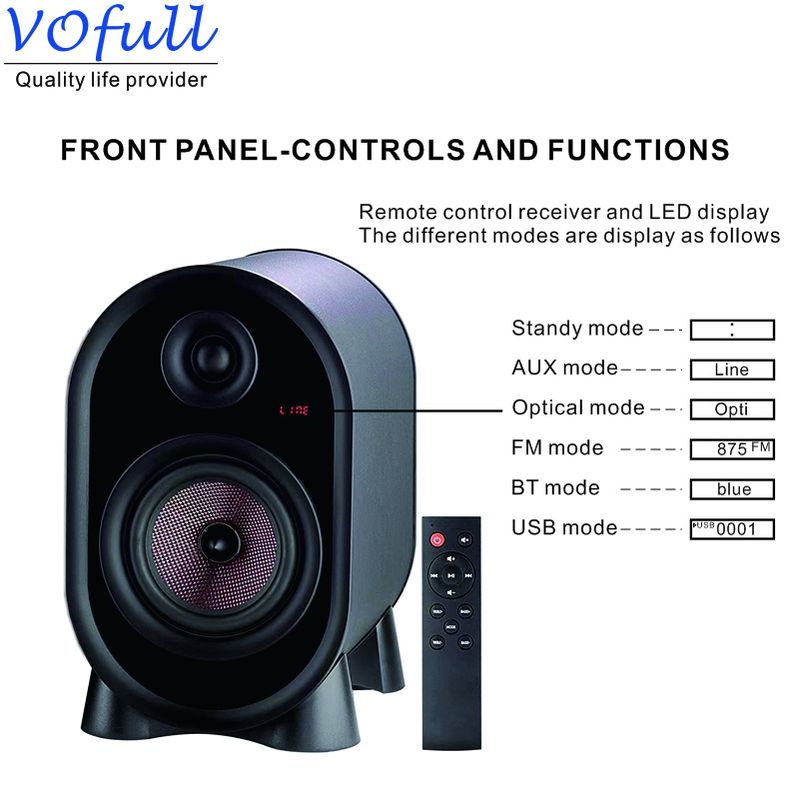 Multimedia Active Bookshelf Speakers With LED Display Multifunctional