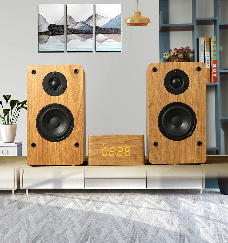 Multimedia Wood Bookshelf Speakers , Wireless Mini Hifi Bluetooth Speakers