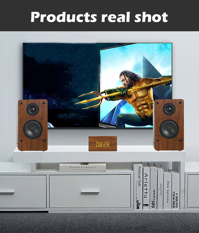 Multimedia Wood Bookshelf Speakers , Wireless Mini Hifi Bluetooth Speakers