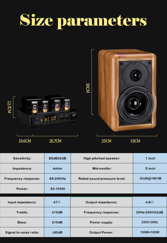 5 Inch Medium Bass Hi Fi Bookshelf Speakers For Indoor Home