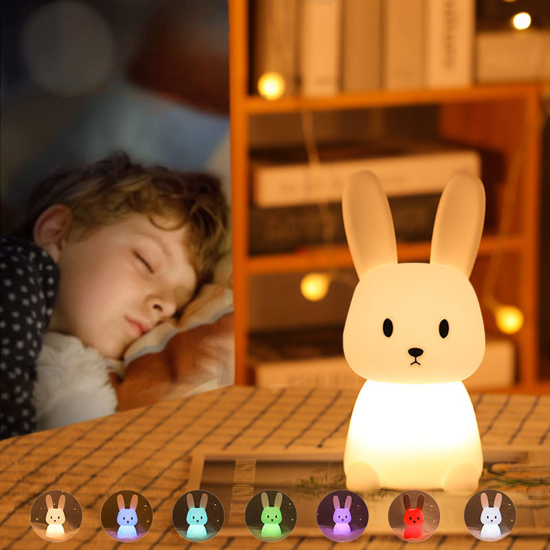 4100K LED Silicone Rabbit Night Light Touch Control For Bedroom