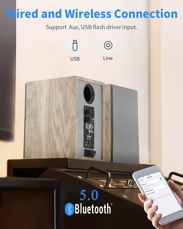 Home Audio Bluetooth Bookshelf Speakers For Turntable Record Player