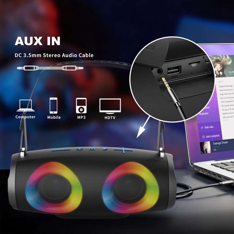 Aux In RGB Light Bluetooth Speaker With 100Hz 18KHz Frequency Response