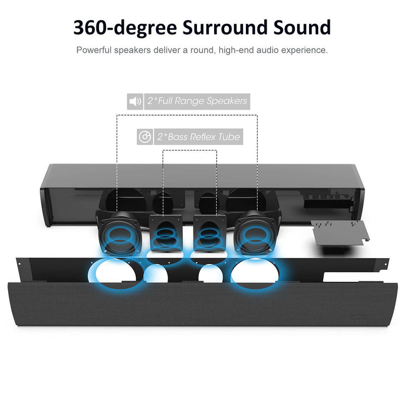 40W Plastic Meterial Bluetooth Soundbar Wall Mount For Home TV