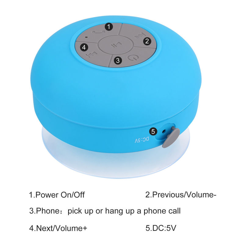 300mAh IP34 Sucker Waterproof Bluetooth Speaker Wireless For Outdoor