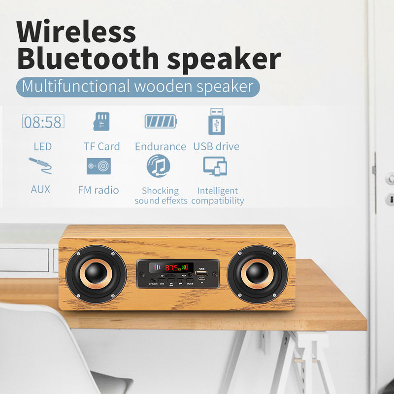Wood Material Wireless Portable Bluetooth Speakers Rechargeable For Laptops