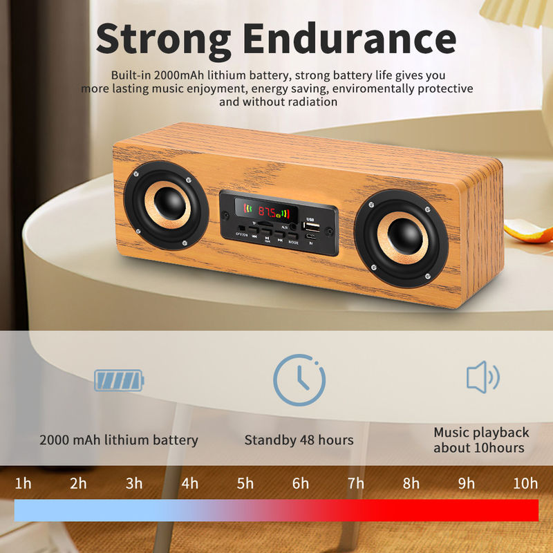 Wood Material Wireless Portable Bluetooth Speakers Rechargeable For Laptops
