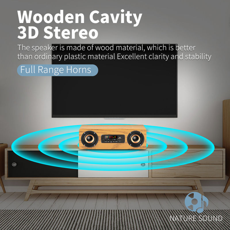 Wood Material Wireless Portable Bluetooth Speakers Rechargeable For Laptops