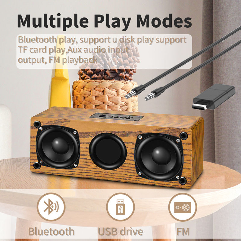 Lightweight Mini Wood Bluetooth Speaker , 10W Portable Speaker With Radio