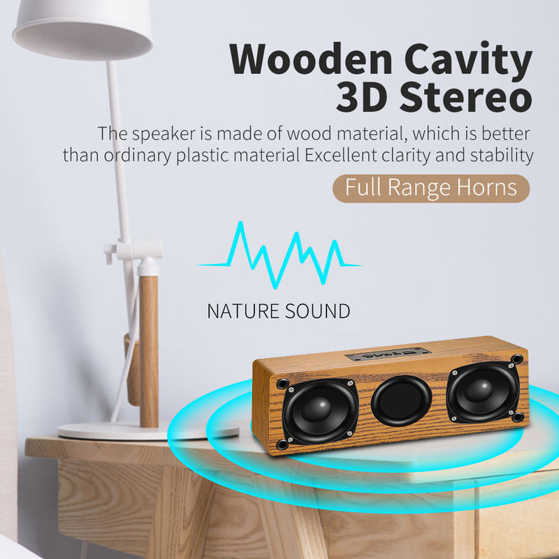 Lightweight Mini Wood Bluetooth Speaker , 10W Portable Speaker With Radio