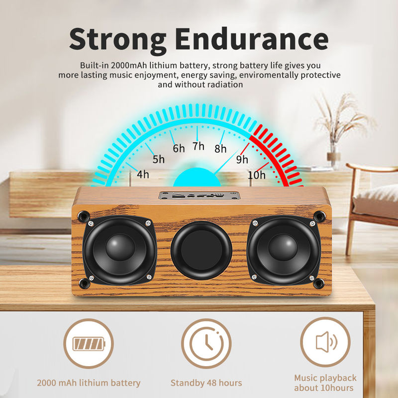 Lightweight Mini Wood Bluetooth Speaker , 10W Portable Speaker With Radio