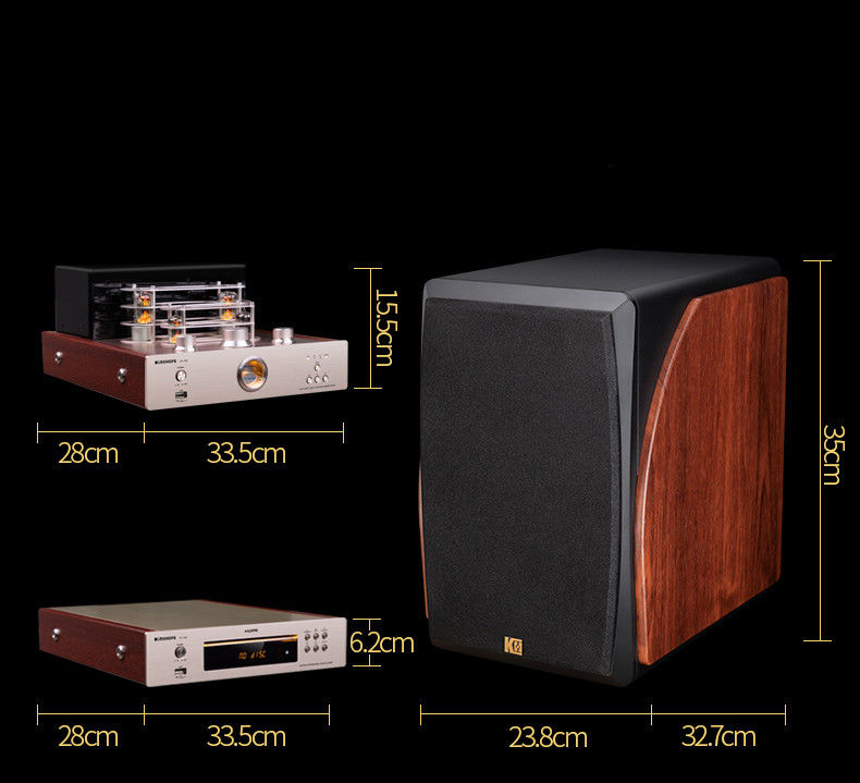 Wood Color Passive Bookshelf Speaker , Two Way Bluetooth Speaker 8 Ohms