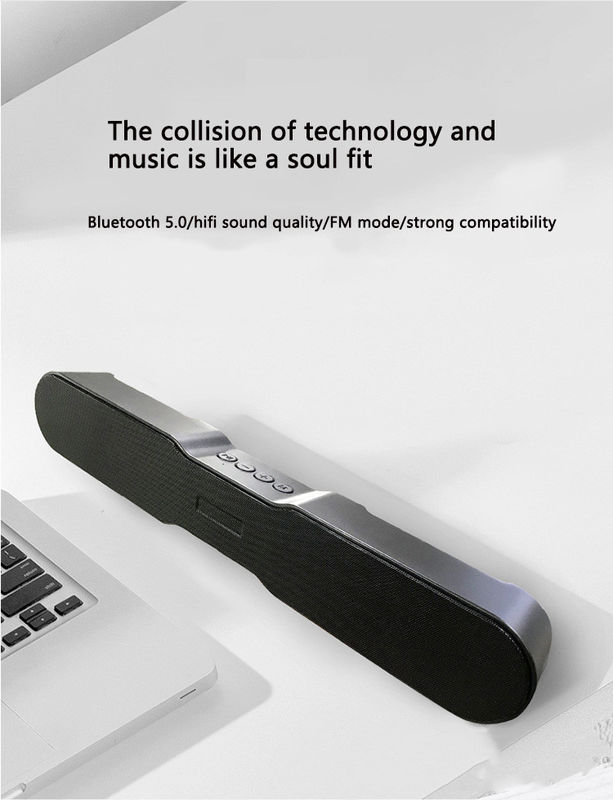 60W Wireless Wall Mounted Soundbars , Black 2.0 Channel Soundbar With Bluetooth