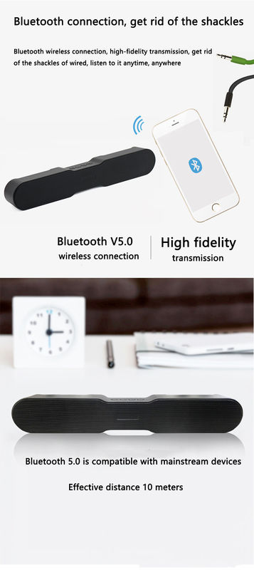 60W Wireless Wall Mounted Soundbars , Black 2.0 Channel Soundbar With Bluetooth