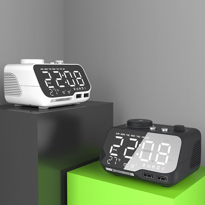 Mirror LCD Display Portable Alarm Clock Radio With Bluetooth TF Card
