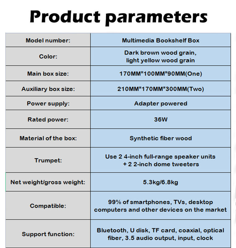 50 Watt Wooden Bookshelf Speakers , Active Bluetooth Speakers For Home Decoration