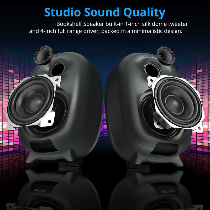 Black Bluetooth Bookshelf Speakers Romote Control CE FCC Certification