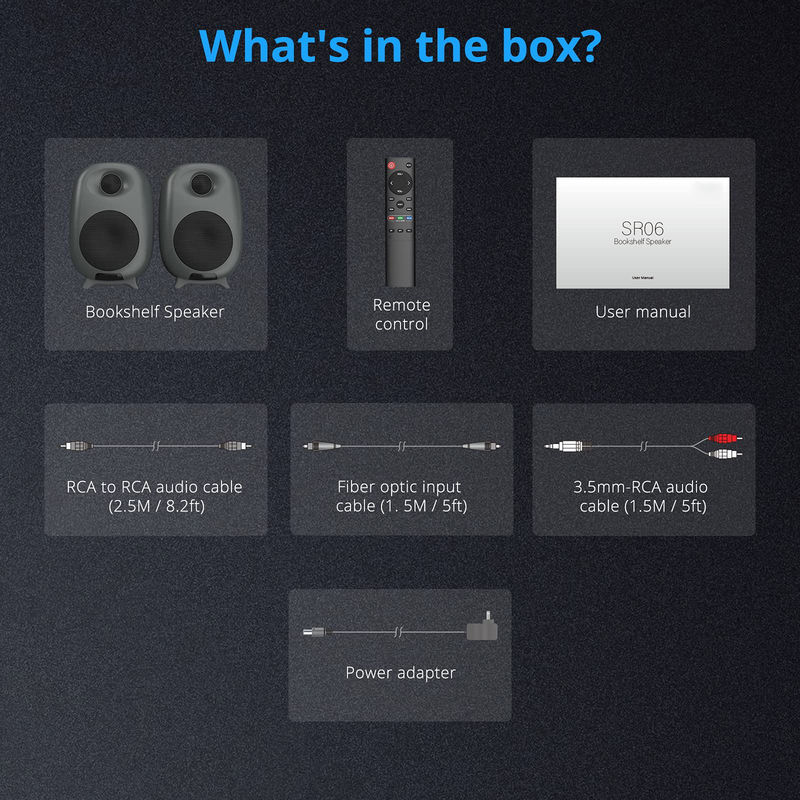 Black Bluetooth Bookshelf Speakers Romote Control CE FCC Certification
