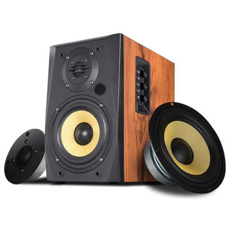 100W Wood Color Bluetooth Studio Speaker With 6 Ohms Impedance
