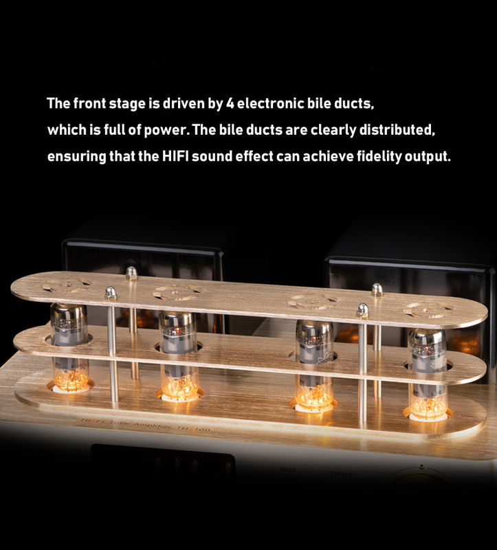 2.0 Channel Bluetooth Audio Amplifier , Vacuum Tube Amplifier Gold Color