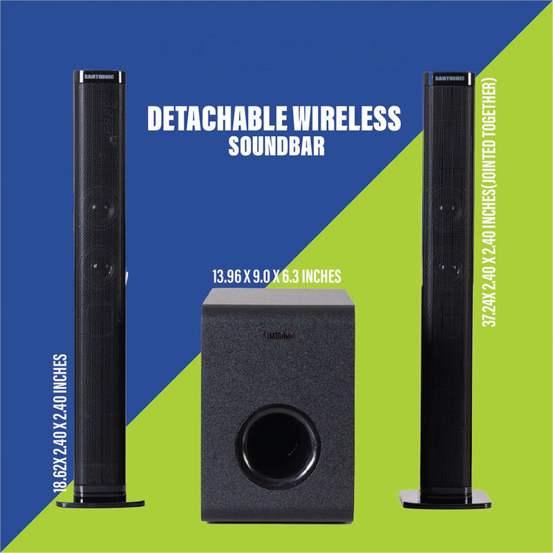 Bluetooth Wireless Soundbar	Gray Wood Bluetooth Soundbar With 230W Outputs
