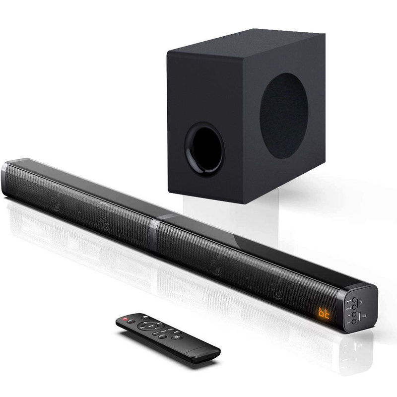 Bluetooth Wireless Soundbar	Gray Wood Bluetooth Soundbar With 230W Outputs