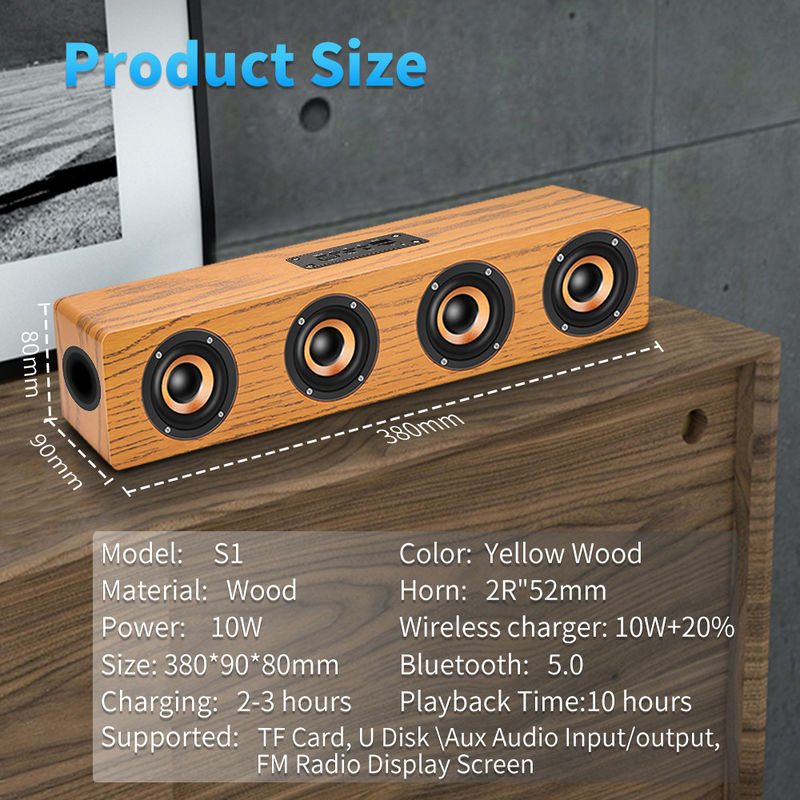 2.1 Channel Wireless Bluetooth Soundbar With 8 Subwoofer Wooden ABS Covered