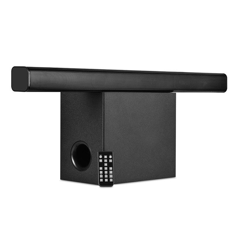 2.1 Channel Wireless Bluetooth Soundbar with Wooden ABS Black Exterior 50Hz-18kHz Response Frequency