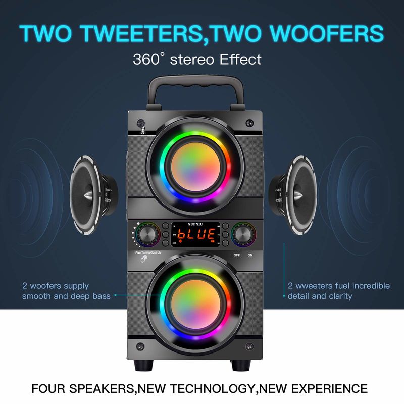 Portable Bluetooth Speaker with USB/SD/AUX Connectivity and 3 Middle Speaker