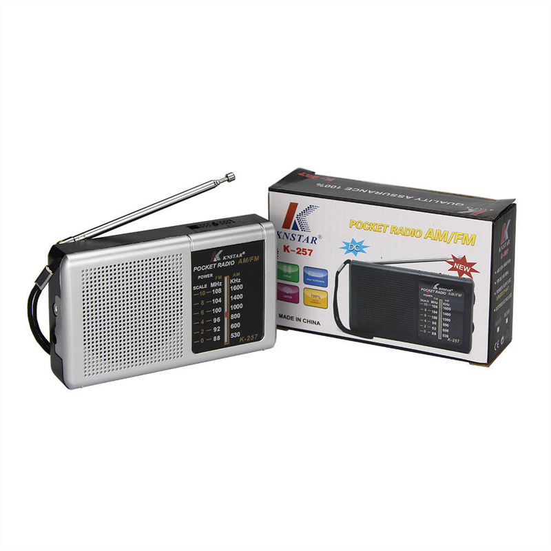 Black Sliver Sleek Portable AM/FM Clock Radio with Battery Backup DC 3V AA*2 Battery Not Included