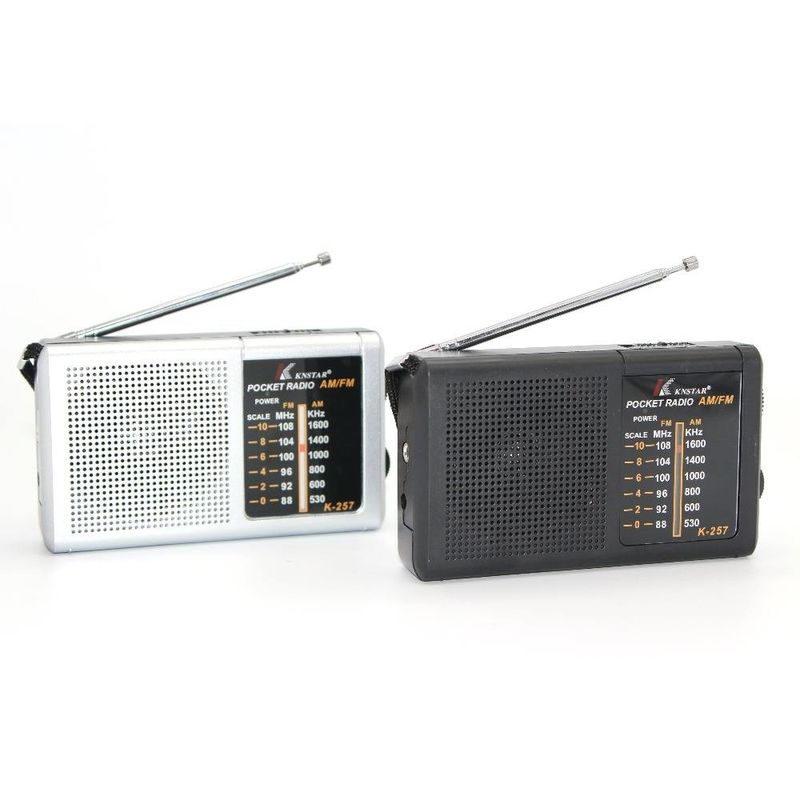 Black Sliver Sleek Portable AM/FM Clock Radio with Battery Backup DC 3V AA*2 Battery Not Included