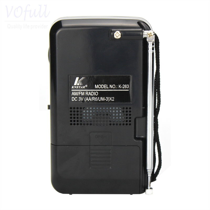 Black FM Radio AM/FM Band Radio with Earphone Jack 530-1600KHz Frequency Range