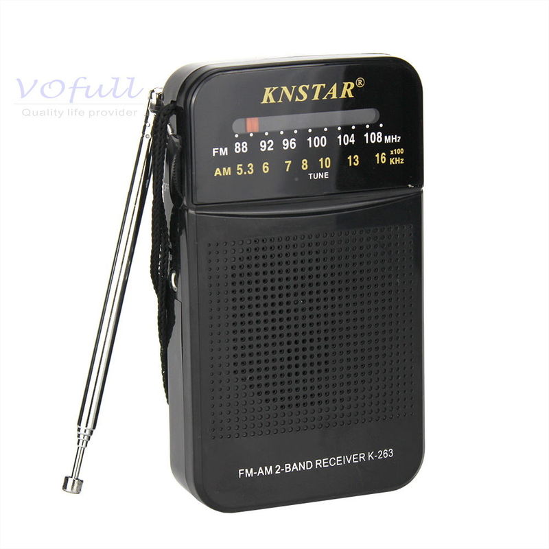 Black FM Radio AM/FM Band Radio with Earphone Jack 530-1600KHz Frequency Range